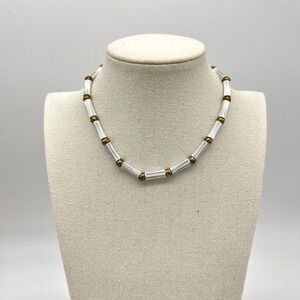 Vintage Silver‎ and Brass Tone Beaded Necklace Elegant Stylish Fashion Jewelry
